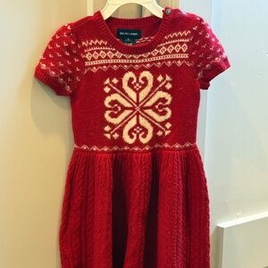 NWT Ralph Lauren Red and White Kids Holiday Dress
